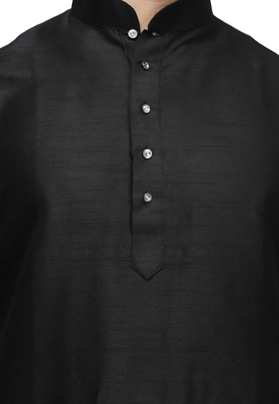 Solid Color Dupion Silk Kurta in Black