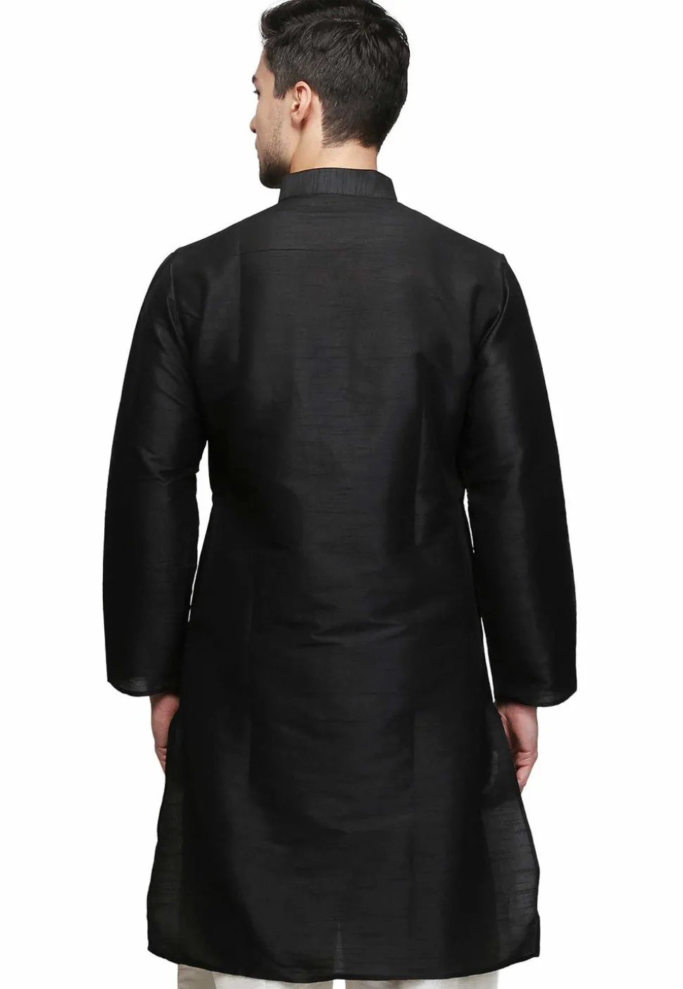 Solid Color Dupion Silk Kurta in Black
