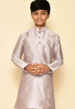 Solid Color Dupion Silk Kurta in Pastel Brown