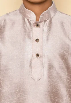 Solid Color Dupion Silk Kurta in Pastel Brown