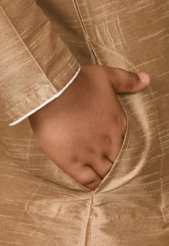 Solid Color Dupion Silk Kurta in Beige