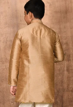 Solid Color Dupion Silk Kurta in Beige