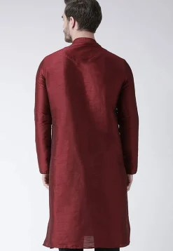 Solid Color Dupion Silk Kurta in Maroon