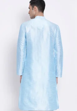 Solid Color Dupion Silk Kurta in Sky Blue