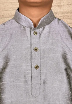 Solid Color Dupion Silk Kurta in Grey