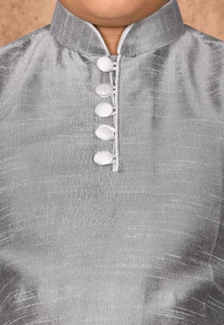 Solid Color Dupion Silk Kurta in Grey