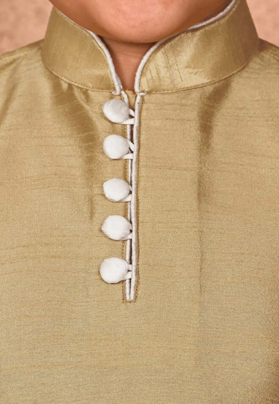 Solid Color Dupion Silk Kurta Set in Dark Beige