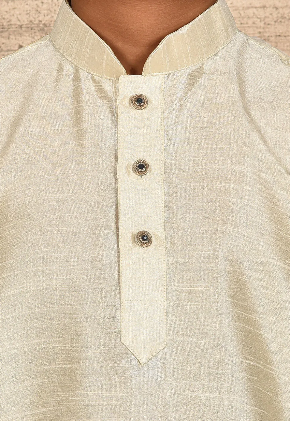 Solid Color Dupion Silk Kurta Set in Light Beige