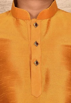 Solid Color Dupion Silk Kurta in Mustard