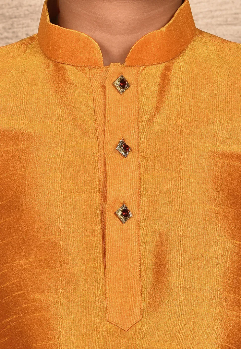 Solid Color Dupion Silk Kurta in Mustard