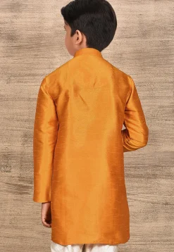 Solid Color Dupion Silk Kurta in Mustard