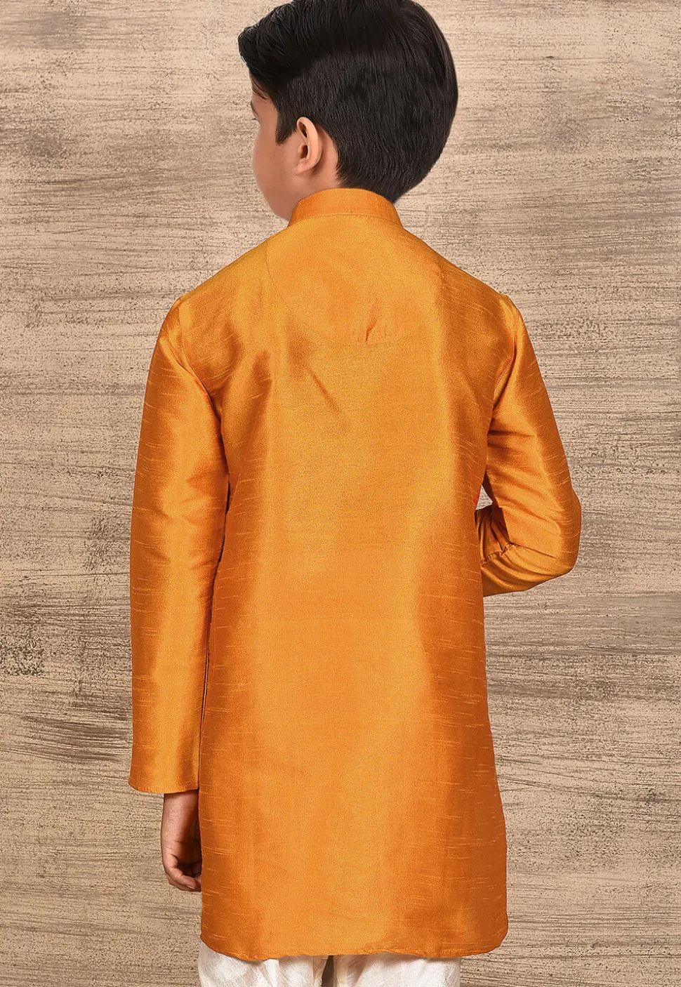 Solid Color Dupion Silk Kurta in Mustard
