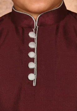 Solid Color Dupion Silk Kurta in Maroon