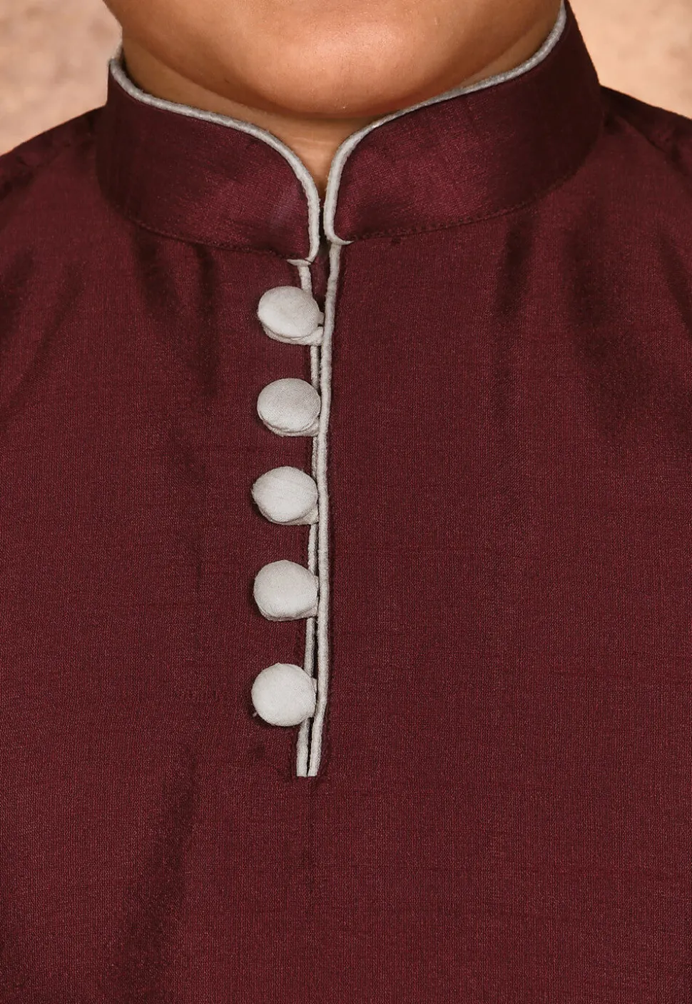 Solid Color Dupion Silk Kurta in Maroon