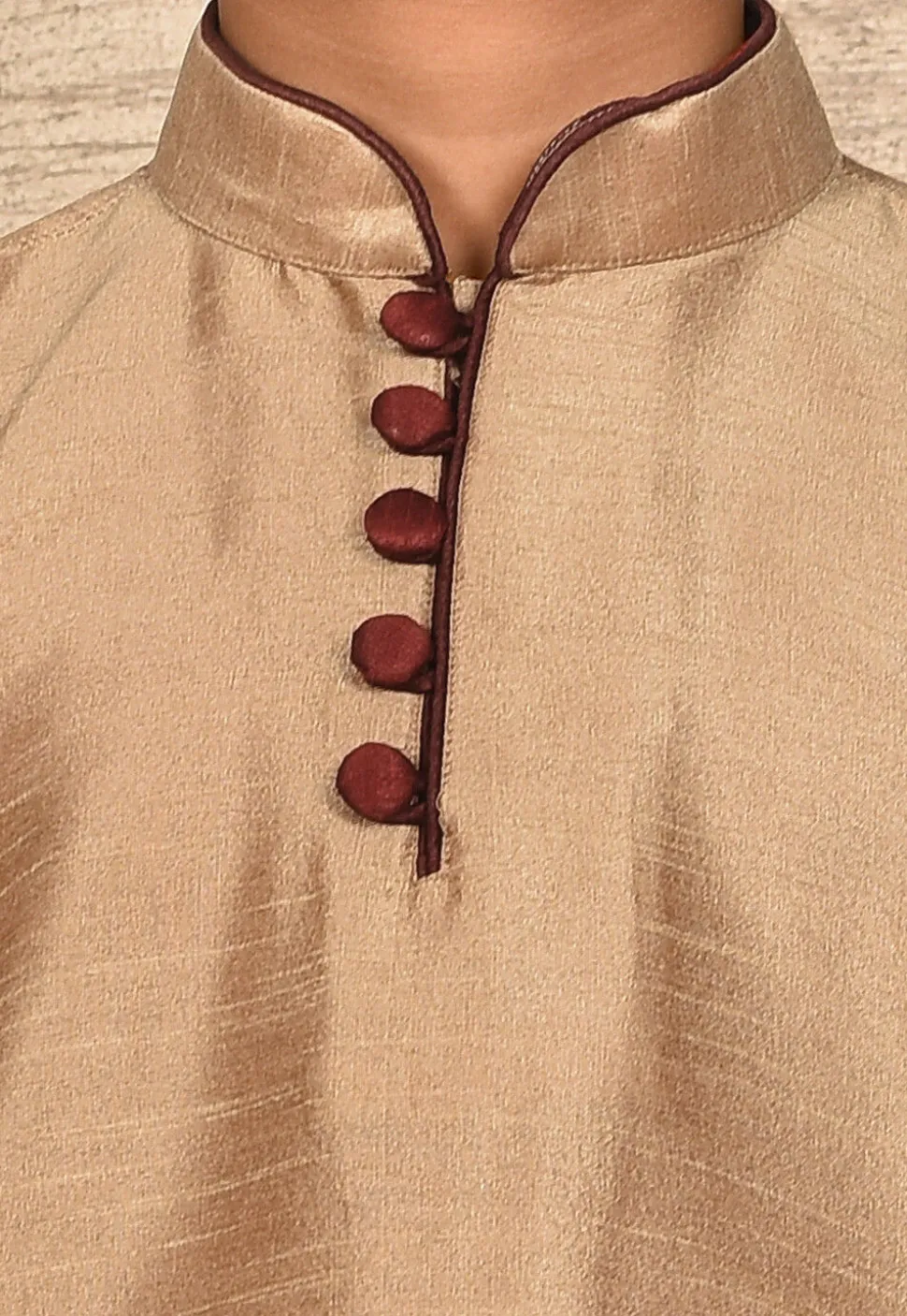 Solid Color Dupion Silk Kurta Set in Beige