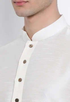 Solid Color Dupion Silk Kurta in Off White
