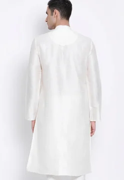 Solid Color Dupion Silk Kurta in Off White