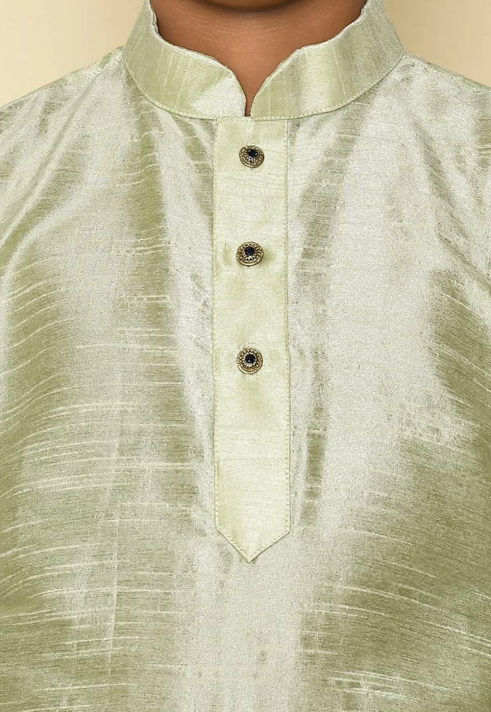 Solid Color Dupion Silk Kurta Set in Pastel Green