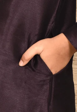 Solid Color Dupion Silk Kurta in Wine