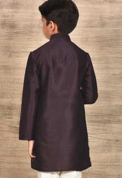Solid Color Dupion Silk Kurta in Wine