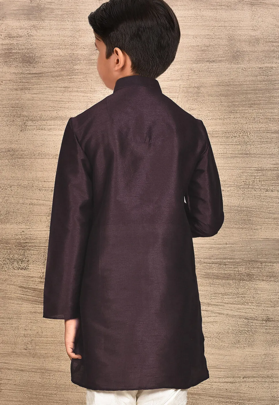 Solid Color Dupion Silk Kurta in Wine