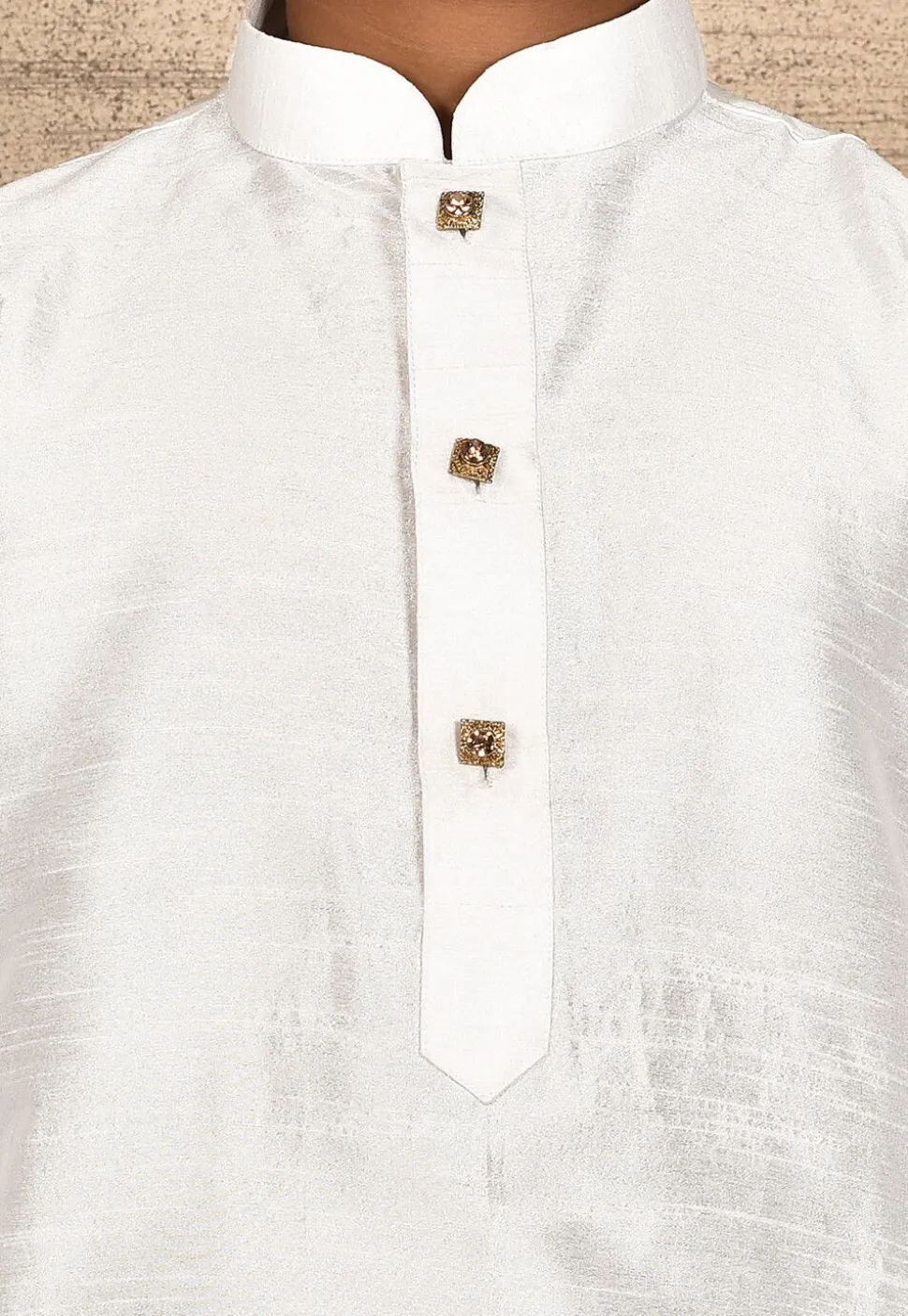 Solid Color Dupion Silk Kurta Set in Cream