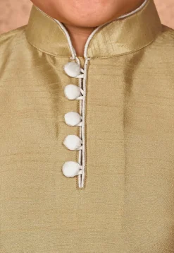 Solid Color Dupion Silk Kurta in Dark Beige