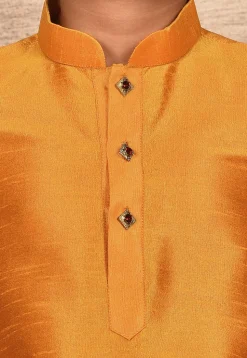 Solid Color Dupion Silk Kurta Set in Mustard
