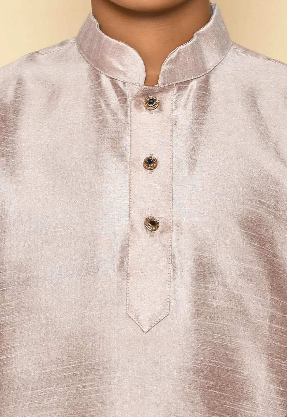 Solid Color Dupion Silk Kurta Set in Pastel Brown