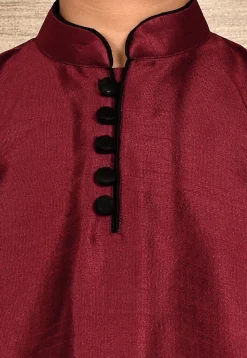 Solid Color Dupion Silk Kurta in Maroon