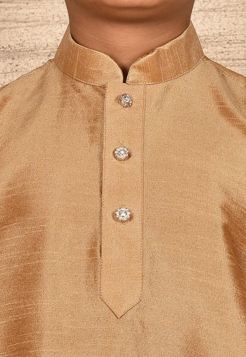 Solid Color Dupion Silk Kurta Set in Beige