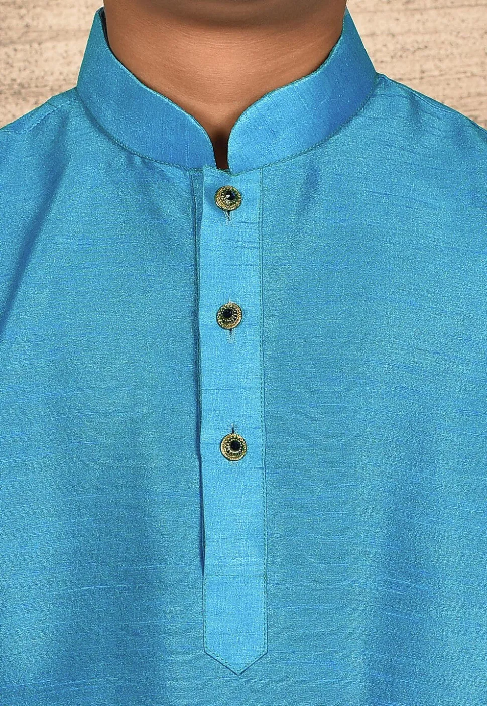 Solid Color Dupion Silk Kurta in Sky Blue