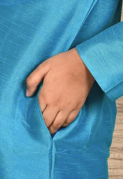 Solid Color Dupion Silk Kurta in Sky Blue
