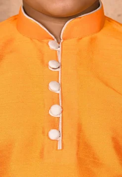 Solid Color Dupion Silk Kurta in Mustard