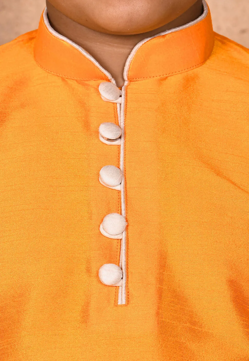 Solid Color Dupion Silk Kurta in Mustard
