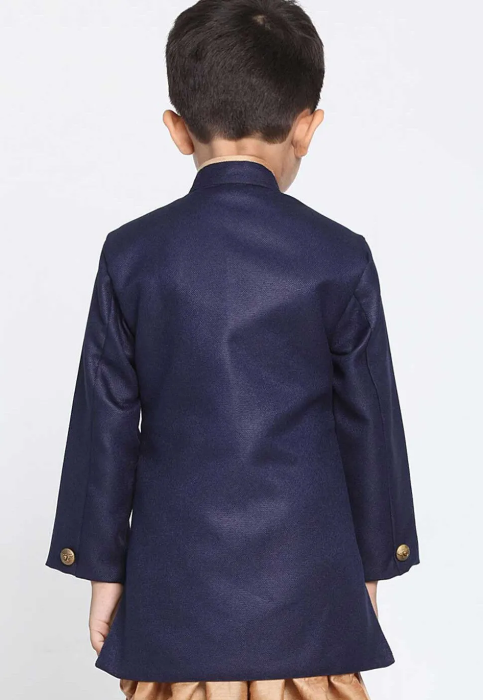 Solid Color Dupion Silk Kurta in Navy Blue