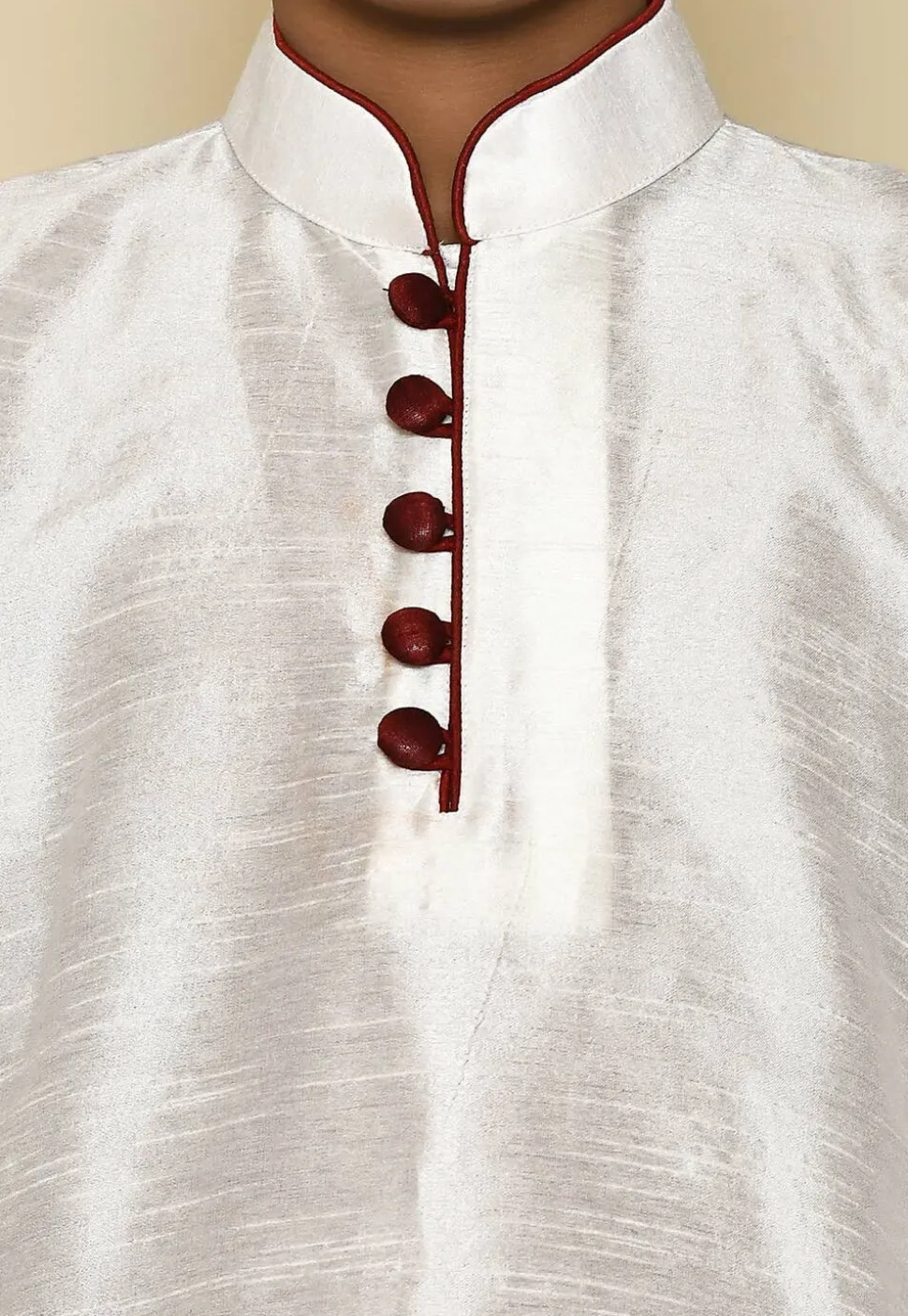 Solid Color Dupion Silk Kurta Set in Cream