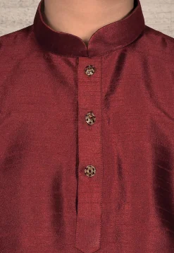 Solid Color Dupion Silk Kurta in Maroon