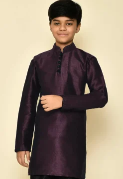 Solid Color Dupion Silk Kurta in Wine