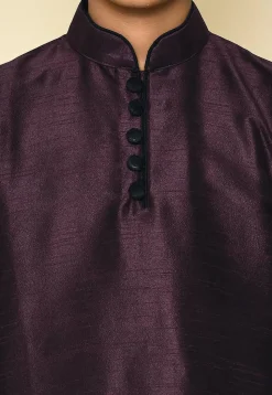 Solid Color Dupion Silk Kurta in Wine