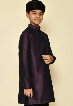 Solid Color Dupion Silk Kurta in Wine