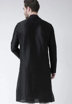 Solid Color Dupion Silk Kurta in Black