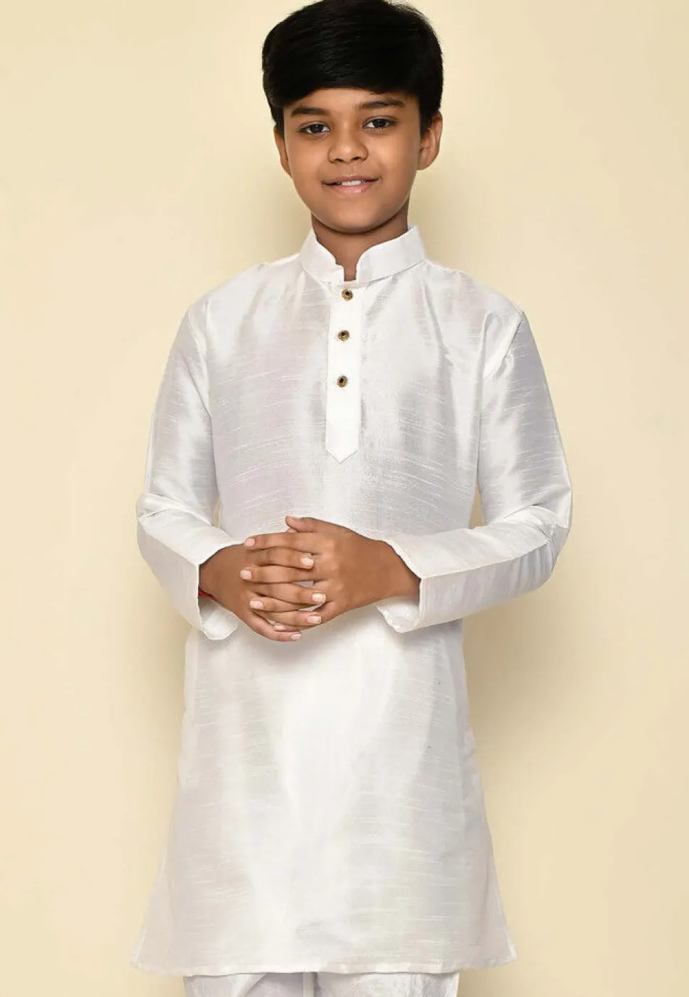 Solid Color Dupion Silk Kurta in Off White