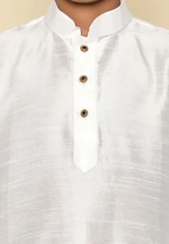 Solid Color Dupion Silk Kurta in Off White