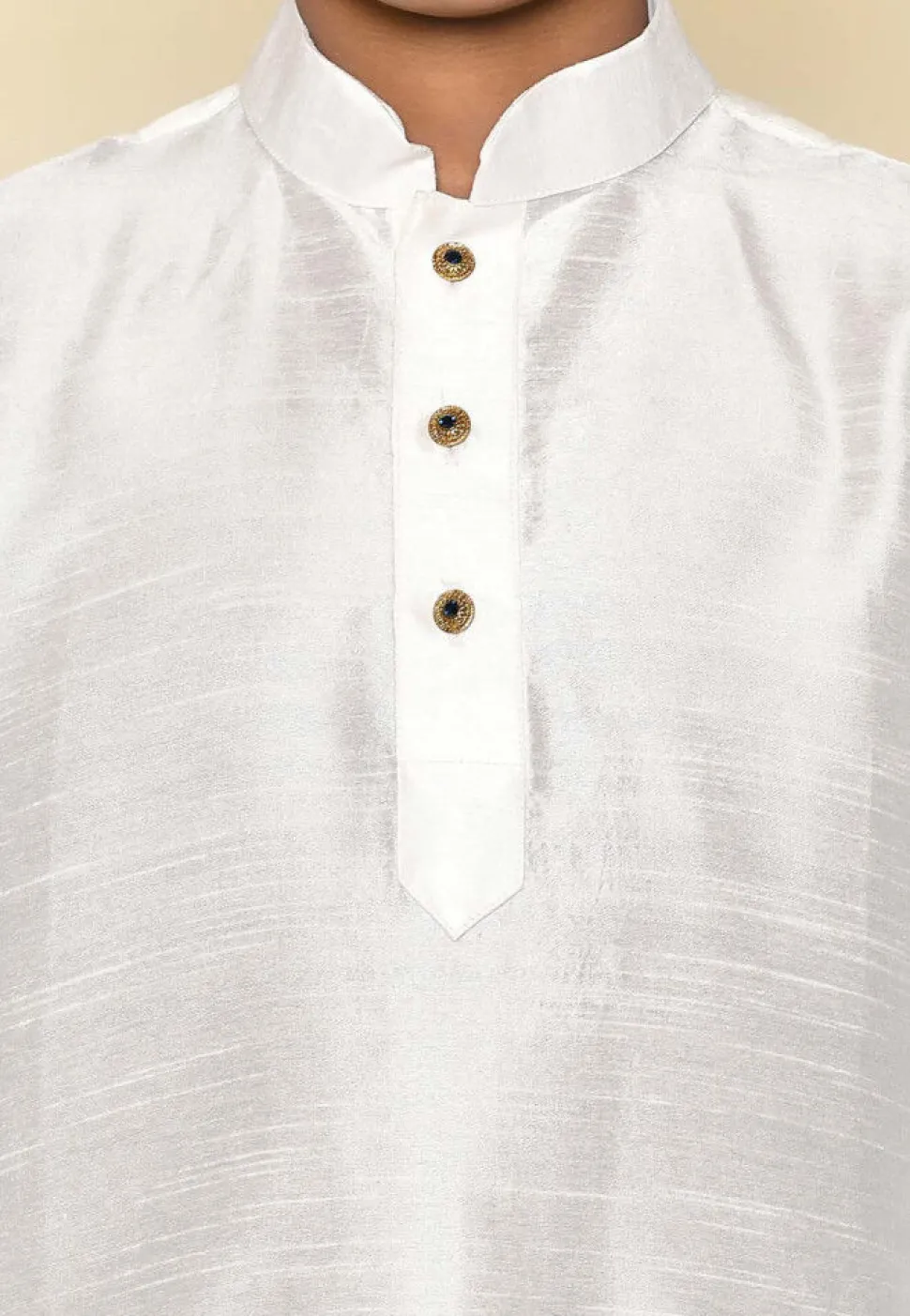 Solid Color Dupion Silk Kurta in Off White