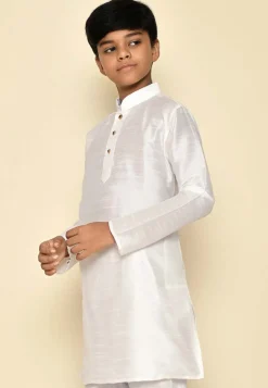 Solid Color Dupion Silk Kurta in Off White