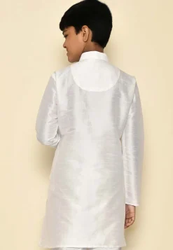 Solid Color Dupion Silk Kurta in Off White