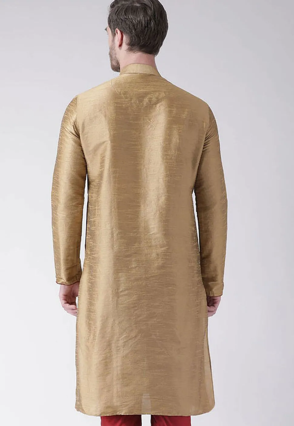 Solid Color Dupion Silk Kurta in Beige