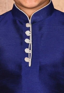 Solid Color Dupion Silk Kurta in Navy Blue