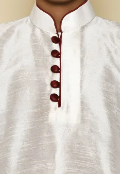 Solid Color Dupion Silk Kurta in Cream